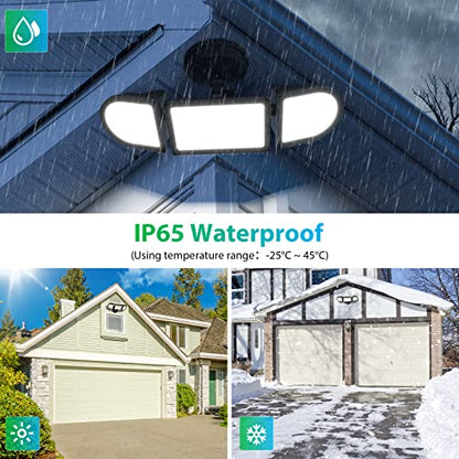 iMaihom 100W Flood Lights Outdoor, 9000LM Ultra Bright LED Flood Light Outdoor, 3 Adjustable Heads Security Lights, IP65 Waterproof Outside Flood Light, 6500K Floodlight for Yard Garage Court (Black)