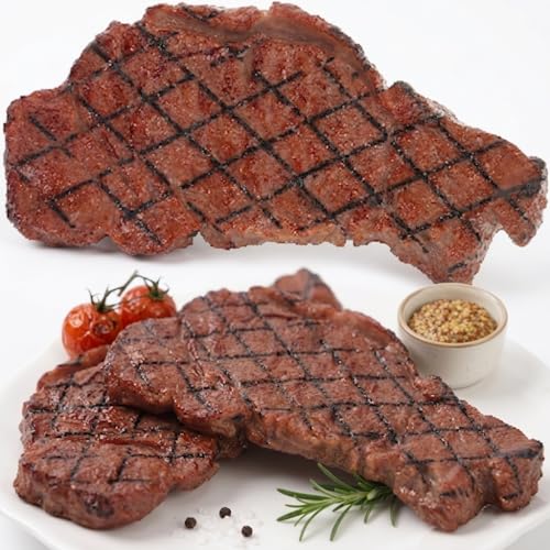 Fake Steak Toy 2pcs Simulation Artificial Meat Props Brown Plastic Steak Models 5.51 X 2.63 X 0.59 in for Pretend Play Photography Home Decor Display