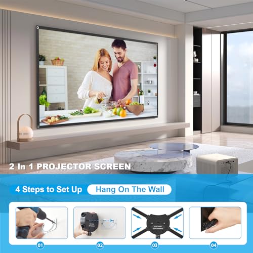 Projector Screen with Stand, Outdoor Projector Screen 16:9 and Tripod Stand, Portable Projection Screen with 1.2 Gain, Lightweight and Compact, Easy Setup, Idea for Home Cinema, Backyard, (120 Inch). - size: 120 inch