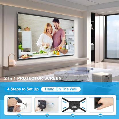 Projector Screen with Stand, Outdoor Projector Screen 16:9 and Tripod Stand, Portable Projection Screen with 1.2 Gain, Lightweight and Compact, Easy Setup, Idea for Home Cinema, Backyard, (120 Inch). - size: 120 inch