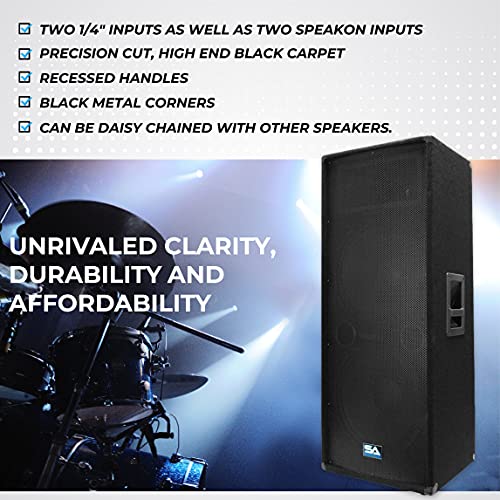 Seismic Audio Speakers Pair of Passive Dual 15 Inch PA/DJ Speakers - PRO Audio, 1400 Watts RMS