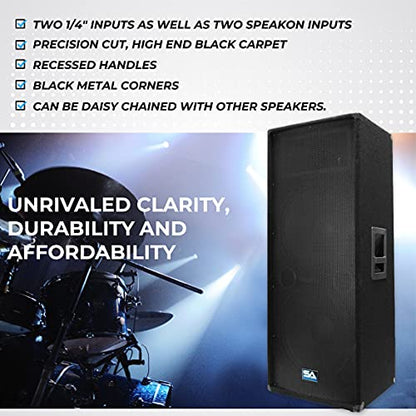 Seismic Audio Speakers Pair of Passive Dual 15 Inch PA/DJ Speakers - PRO Audio, 1400 Watts RMS