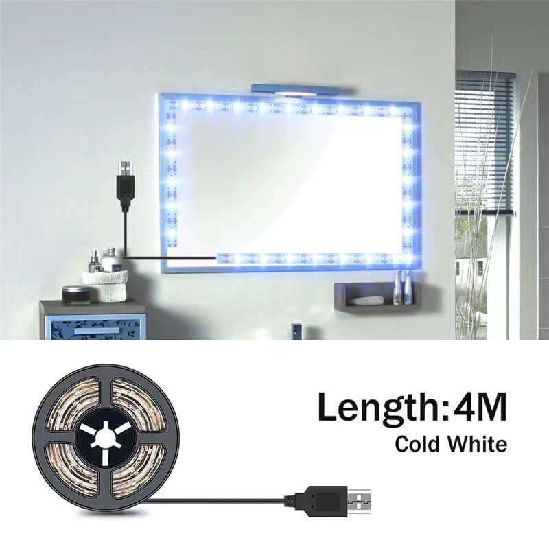 tento Makeup Mirror Lights Lumiere Pour miror 13ft/4M Bendable NO Need to Cut Vanity Lighting Cloakroom Adjustable Flexible Strip Light Table Set with Dimmer and Power Supply Mirror Not Included