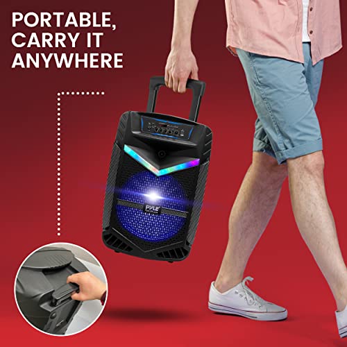 Pyle Portable Bluetooth PA Speaker System - 800W Rechargeable Outdoor Bluetooth Speaker Portable PA System w/ 12” Subwoofer 1” Tweeter, Recording Function, Mic In Party Lights USB/SD Radio- PPHP1242B - size: 12 in