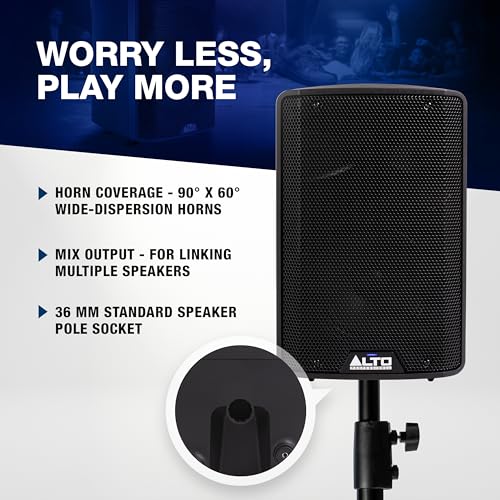 Alto TX408 350W 8" Powered PA Speaker | TWS Bluetooth, 2-Channel Mixer, and Monitor Mode for Bands, DJs, Rehearsals, and Venues - size: 8" PA Speaker