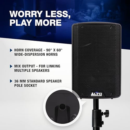 Alto TX408 350W 8" Powered PA Speaker | TWS Bluetooth, 2-Channel Mixer, and Monitor Mode for Bands, DJs, Rehearsals, and Venues - size: 8" PA Speaker