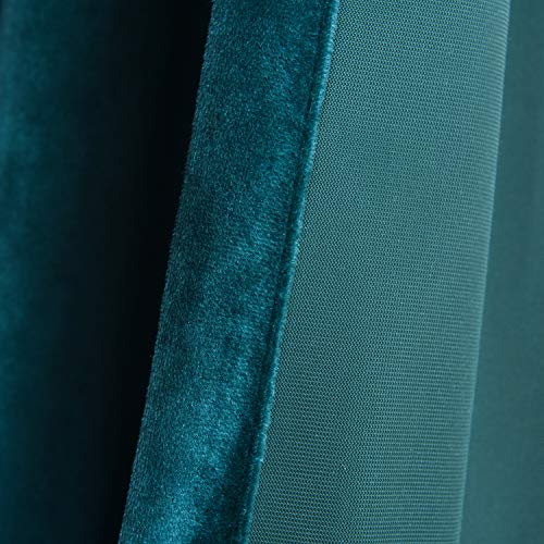 Roslynwood Velvet Peacock Blue Curtain 63 inches Long - Curtains Block Light Rod Pocket Thermal Insulated Window Drapes Set for Living Room/Bedroom/Dining Room,W52 x L63, 2 Panels - color: Peacock Blue, size: 52"W x 63"L (Pack of 2)