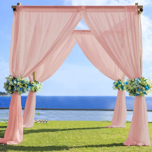 Tableclothsfactory Dusty Rose Sheer Premium Chiffon Curtain Panel Backdrop Drapery with Rod Pockets | 5ft x14ft - color: Dusty Rose, size: 5ftx14ft