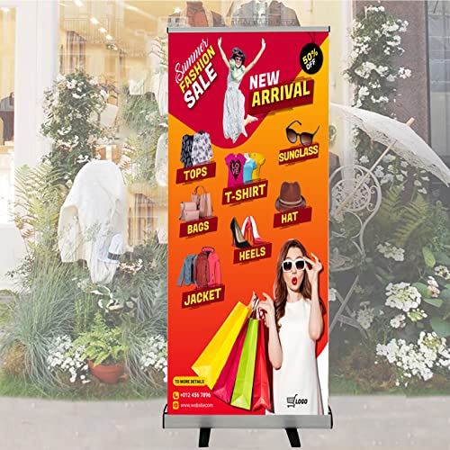 NANYANG 60"x80" Heavy Duty Retractable Roll Up Banner Stand，for business trade show,store sign display Stand with Padded Canvas Bag (Stand Only) - size: 63"x80-94"