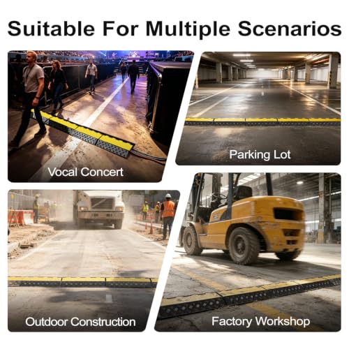 CXRCY Rubber Ramp Cable Protector Ramps Wire Hose Protective 2 Channel Traffic Rubber Plastic Cord Cover Speed Bump for Asphalt Concrete Gravel Driveway Outdoor(3 Pack Foldable 2 Channel) - size: 3 Pack foldable 2 Channel