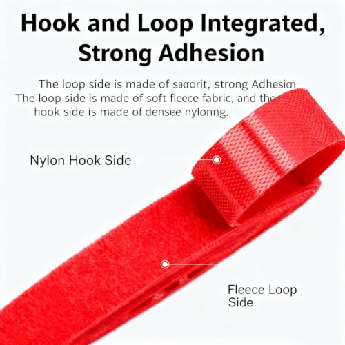 Hook and Loop Tape - 32ft x 1" Self Adhesive Strips Roll, Strong Sticky Double Sided Adhesive Tape for Cable Management, Wire Ties, Garden Plants, Reusable Fastening Ties (Red) - color: Red, size: 1IN/32FT