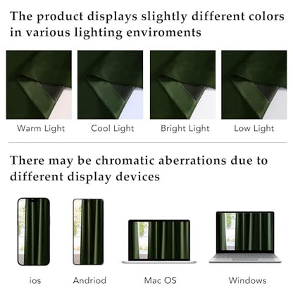 NICETOWN Olive Green Blackout 120 inch Long Velvet Curtains for Bedroom - color: Olive Green, size: 52"W x 120"L (Pack of 2)