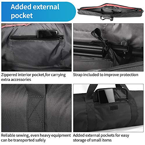 HEMMOTOP Tripod Bag All-Around Thick Padded Case Portable 47x7 in -R12018 | Heavy Duty, Nylon, Hand-Held and Shoulder-Back, 2 Zippered Pockets, for Carrying Speaker Stand, Fishing Pole, Telescope - size: 47" L x 7" D