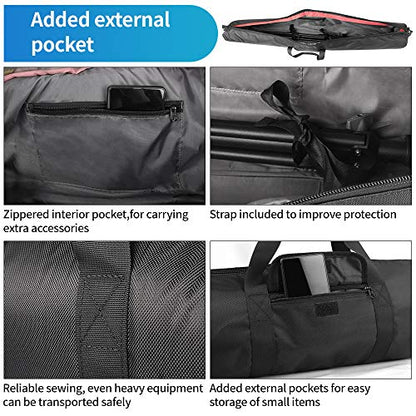 HEMMOTOP Tripod Bag All-Around Thick Padded Case Portable 47x7 in -R12018 | Heavy Duty, Nylon, Hand-Held and Shoulder-Back, 2 Zippered Pockets, for Carrying Speaker Stand, Fishing Pole, Telescope - size: 47" L x 7" D