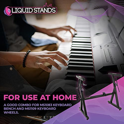 Liquid Stands Piano Keyboard Stand - Z Style Adjustable and Portable Heavy Duty Music Stand for Kids and Adults -Fits 54-88 Key Electric Pianos - Sturdy Musical Keyboard Stand (Black) - color: Black