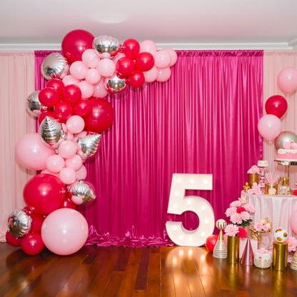 gogoparti 20x10FT Hot Pink Sequin Backdrop Curtain - 4 Panels of 5x10FT Wrinkle-Free Glitter Drapes for Photography, Birthdays, Weddings & Graduations - color: Hot Pink, size: 5FT x 10FT(4 panels)
