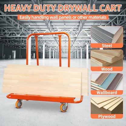 Heavy Duty Drywall Sheet Cart, 2200LBS Load Capacity Steel Panel Dolly with 4 Swivel Casters Wheel, Powder Coated Rust Resistant, Multi-Purpose Cart for Moving Various Panels