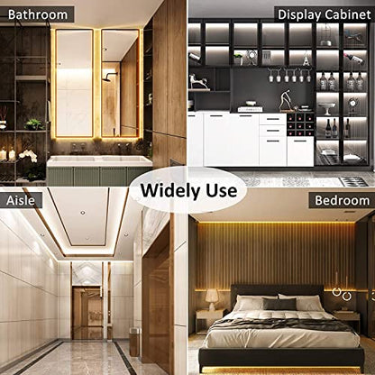 PAUTIX COB LED Strip Light White CCT Tunable 6400LEDs,CRI90+ 32.8ft/10m Dimmable 2700K-6500K 24V LED Tape Light,for Under Cabinet Bedroom Kitchen TV Mirror DIY Lighting(Adapter & Dimmer NOT Included) - size: 32.8ft(Strip ONLY)