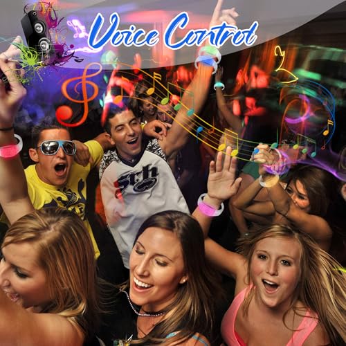 100 Pcs LED Bracelets Sound Activated with Flashing LED Strobe Music Control Light Up Bracelets for Rave, Game Prizes, Birthday Party Favor,Valentine's Day gift - color: 6 Color Changing