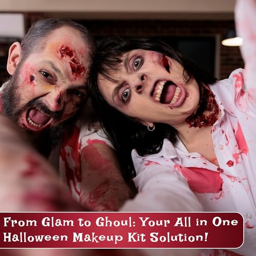 Dress-Up-America Halloween Makeup Kit - Face and Body Wax, Latex and Fake Blood Costume Face Paint Set - SFX Realistic Bloody Halloween Makeup Set for Teens and Adults