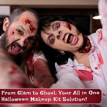 Dress-Up-America Halloween Makeup Kit - Face and Body Wax, Latex and Fake Blood Costume Face Paint Set - SFX Realistic Bloody Halloween Makeup Set for Teens and Adults