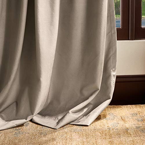 Martha Stewart Lucca Velvet Blackout Back Tab Window Curtain Panel Pair, 84", Linen Beige - color: Linen, size: 50"W x 84"L (Pack of 2)