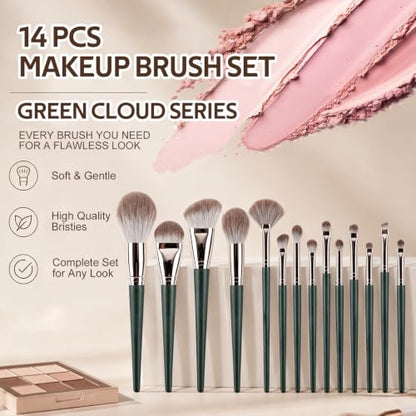 Makeup Brush Set 14PCS Professional-Complete Kit with Foundation,Eyeshadow,Blush&Lip Brushes-Soft Synthetic Bristles for Women&Beginners - color: C