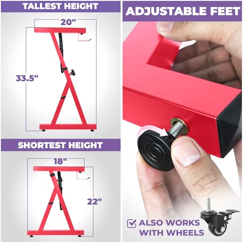 Liquid Stands Piano Keyboard Stand - Z Style Adjustable and Portable Heavy Duty Music Stand for Kids and Adults -Fits 54-88 Key Electric Pianos - Sturdy Musical Keyboard Stand (Red) - color: Red