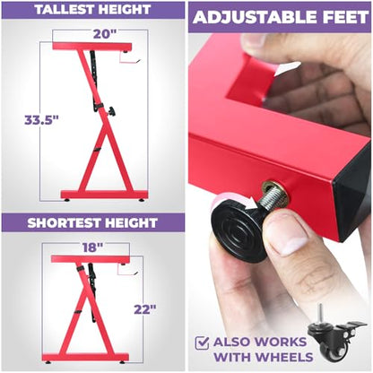 Liquid Stands Piano Keyboard Stand - Z Style Adjustable and Portable Heavy Duty Music Stand for Kids and Adults -Fits 54-88 Key Electric Pianos - Sturdy Musical Keyboard Stand (Red) - color: Red