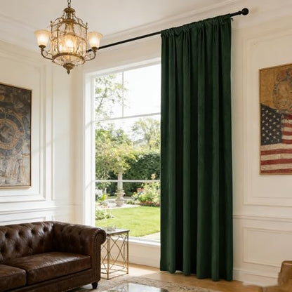 nanbowang Dark Green Velvet Curtains - 42 Inches Width 72 Inches Long Soft Curtain Rod Pocket Thermal Insulated Window Treatment for Bedroom 2 Panels - color: Dark Green, size: 42"W x 72"L (Pack of 2)
