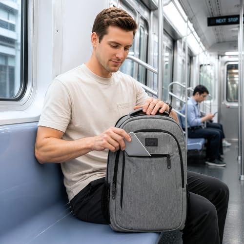 MATEIN Travel Laptop Backpack, 15.6 Inch College School Computer Bag, Grey | Slim Sturdy Business Daypack, Anti Theft Bookbag, Water Resistant, Gift for Men & Women, Personal Item Bag, Mochilas - color: Austere Grey, size: 15.6 Inch