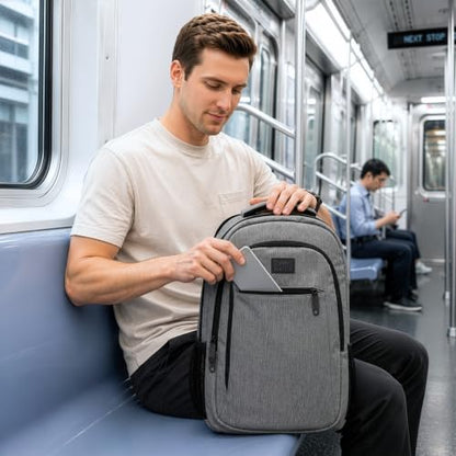 MATEIN Travel Laptop Backpack, 15.6 Inch College School Computer Bag, Grey | Slim Sturdy Business Daypack, Anti Theft Bookbag, Water Resistant, Gift for Men & Women, Personal Item Bag, Mochilas - color: Austere Grey, size: 15.6 Inch