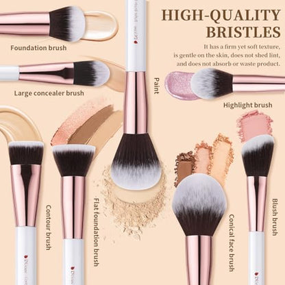 DUcare 27Pcs Makeup Brushes Professional Makeup Brush Set | Face and Eye Brush Set Ultra soft hair Foundation, Concealer, Blush, Contour, Blending, Eyeshadow Khaki Brush kit - color: white