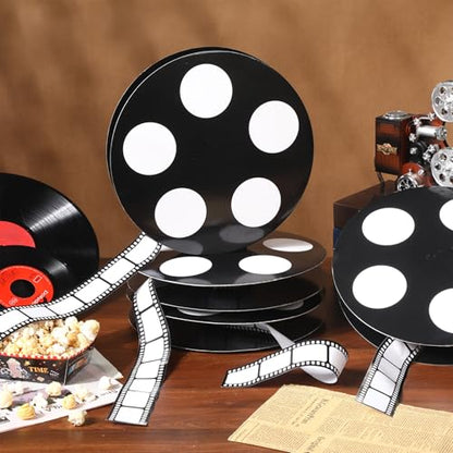 Honoson 4 Pcs Movie Reel Filmstrip Centerpiece Cinema Props Theme Party Decorations Reel Decor for Movie Night Party Decor