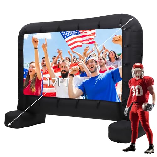 Hipicute Inflatable Movie Projector Screen 17Ft, Outdoor Movie Screen with Quiet Air Blower & Storage Bag, Supports Front/Rear Projection, Easy Setup, Ideal for Home Theater, Movie Nights - size: 17Ft