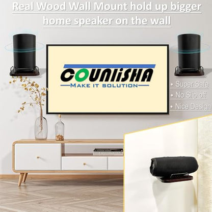 Universal Speaker wall Mount,Real Wood Bracket (Walnut,2 Packs) | secure adjustable holder with railing for small home speakers shelves for Bose,homepod,JBL,Sonos,Sony,KEF,google,Roku - color: 2 pack black walnut