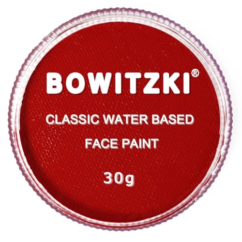 Bowitzki 30g Professional Face Paint Body Paint Water Based Face painting Makeup for Adults Split Cake Single Color Halloween Christmas Party - Red - color: Red