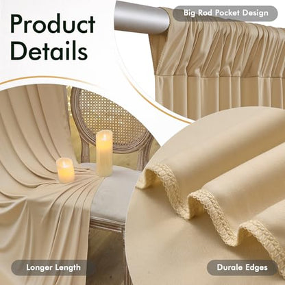 10ftx12ft Champagne Backdrop Curtain for Wedding Party 2 Panels 5×12FT Tall - color: Champagne, size: 10ftx12ft (2 Panels W5'xH12')