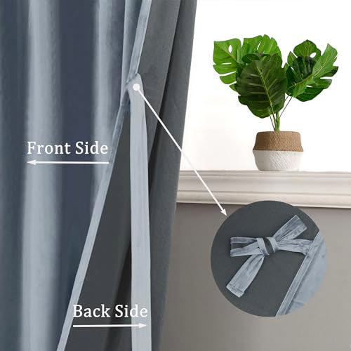 Hiasan Velvet Blackout Curtains Drapes 96 inches Long 42W x 96L Stone Blue - color: Stone Blue, size: 42"W x 96"L (Pack of 2)