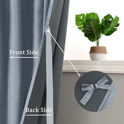 Hiasan Velvet Blackout Curtains Drapes 96 inches Long 42W x 96L Stone Blue - color: Stone Blue, size: 42"W x 96"L (Pack of 2)