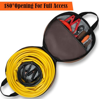 WELKINLAND 16-Inch Jumper Cable Bag, 15L Load & 180° Open Clear Cable Bag | Heavy-Duty Jumper Cable Storage Bag, Full-View Extension Cord Bag, Stay-Organized Hvac Hose Bags