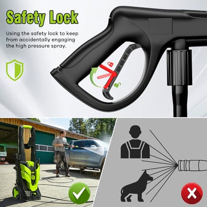 Pressure Washer, Power Washer with 4 Quick Connect Nozzles 1 Foam Cannon, High Pressure Cleaning Machine for Cars/Fences/Driveways/Patios/Farms/Home Cleaning(Bright Green) - color: Bright Green