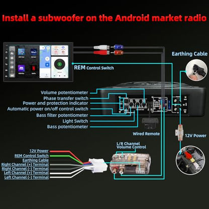 2026 Upgraded 1600W Car Subwoofers, 10" Ultra-Thin Powered Under-Seat Subs with Built-in Amplifier, (LPF/Gain/Bass Boost) RGB Ambient Lights, Independent Bass Knob, High Output Distortion-Free Audio - color: Red MJHS