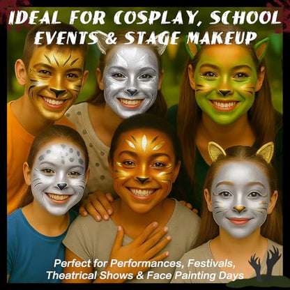 BOBISUKA Metallic Silver Face Paint Stick, Highly Pigmented Full Coverage Washable Cream Face & Body Paint for Halloween Skull Goth Robot Galaxy Cosplay SFX, Sports Eye Black Looks & Costume Party - color: Silver