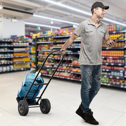 Goplus Hand Truck, P-Handle Hand Truck Dolly with Vertical Loop Handle, 10” Wheels, 15” x 9” Foldable Nose Plate, 660 LBS Capacity, Heavy Duty Metal Dolly Cart for Lifting, Moving, Delivery, Stairs