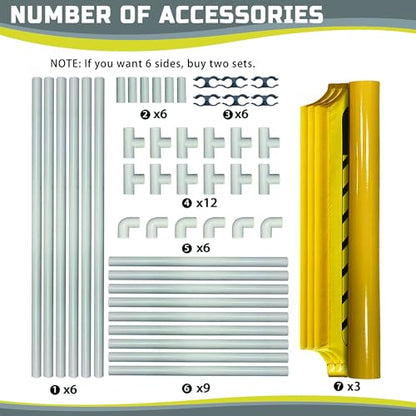 Safety Caution Barricade 3Panels Foldable Security Signs With PVC Tarp Removable Safety Barrier Wet Floor Guard Symbol Clear Printing Safety Fence(Yellow) - color: Yellow-3pcs
