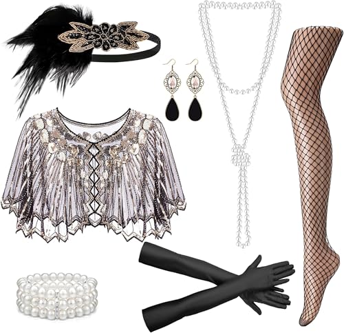 RIOSO 1920s Accessories for Women Flapper Gatsby Roaring 20s Accessories Costume Black - style: Style B
