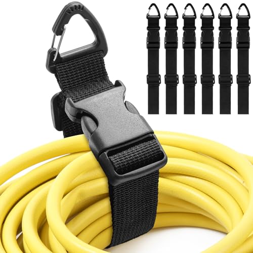 6 Pack Adjustable Extension Cord Holder Straps,Black - color: Black
