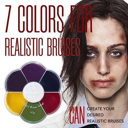 VIOLA HOUSE SFX Makeup Kit, Halloween Special Effects Makeup, 6 Colors Bruise Wound Face Body Paint + Scar Wax + Scar Oil + Liquid Latex + Fake Blood + Spatula + Stipple Sponge + Brush.