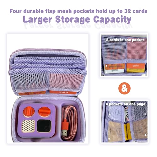 Hard Travel Case Compatible with Yoto Mini–Kids Audio & Music Player,Yoto Card Holder Bag with Adjustable Shoulder Strap for Up to 36 Audiobook Cards,Children’s Mini Player. (purple) - color: purple